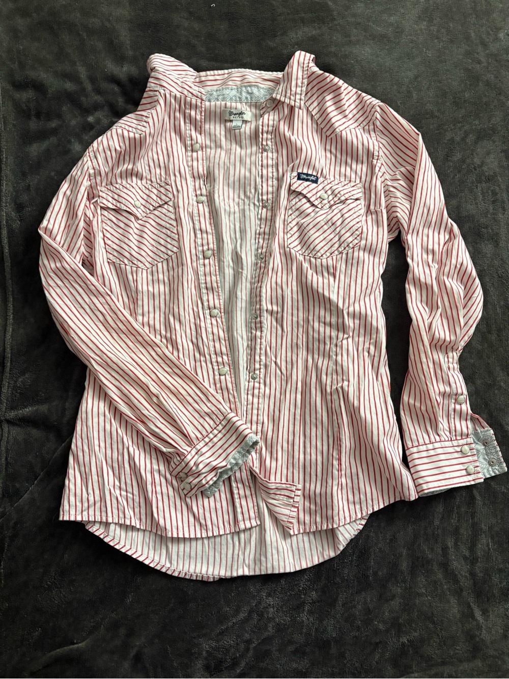 Wrangler Red and White Striped Button-Down Shirt - Women